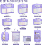 Veken 10 Set Packing Cubes for Travel Essential, Suitcase Organizer Bags in 4 Sizes, Carry-On Luggage Accessories with Large Laundry & Hanging Toiletry Bag, Must-Have for Airplane, Road Trip & Camping