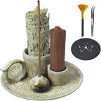 4 in 1 Incense Burner Holder for Sticks, Palo Santo Sticks Holder, Candle and Sage Holder for Burning Ceramic Ash Catcher Tray for Meditation Yoga Room Home Decor (Gray)