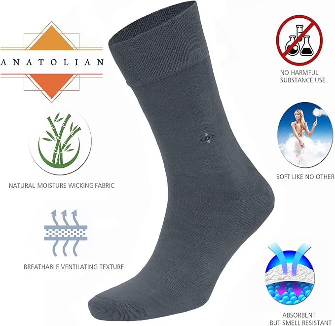 anatolian DRESS SOCKS Natural Comfortable Soft Classy - Made In TURKEY for Men Women Dress or Casual Footwear