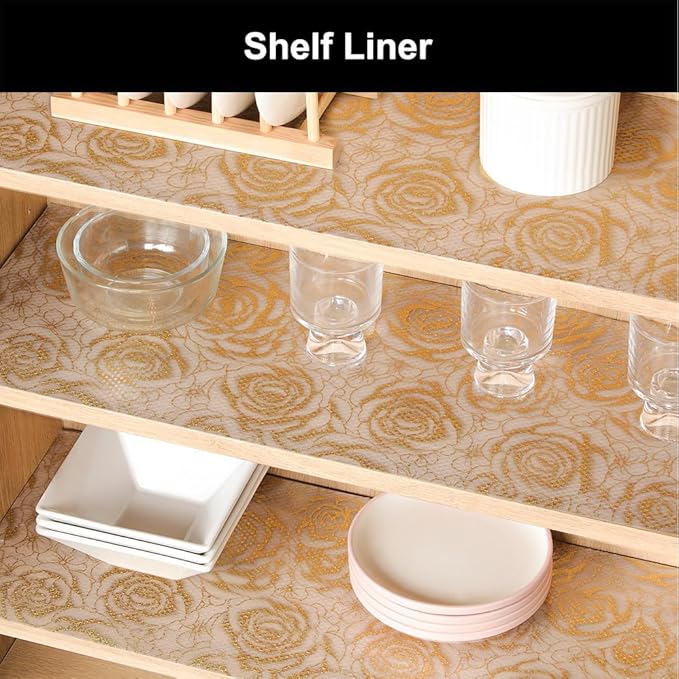 Cooyes Shelf Liner – Premium Non-Adhesive Cabinet & Drawer Liner for Kitchen – Waterproof Shelf Paper with Modern Pattern – Durable EVA Cabinet Mat – Easy to Cut