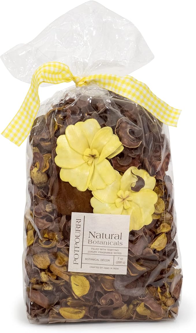 Fragrance Potpourri Bag Home Décor Scents Yuzu, Lemon Zest | Floral Petals Vase & Bowl Filler Decoration (Yellow)