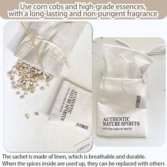 Home Refillable Fragrance Sachets 6-Pack, Lavender & Freesia Corn Cob Scent Bags for Closet Car Drawer, Natural Long-Lasting Freshener, Hemp Fabric Pouches