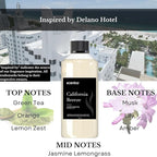 Hotel Diffuser Oil Inspired by The Delano Beach Club Hotel Scent - 50 mL 1.69 fl oz - Fragrance Oil Blend Orange, Green Tea & Jasmine for Aromatherapy Diffusers - California Breeze