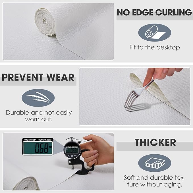 Shelf and Drawer Liner, Kitchen Cabinet Liners Non-Adhesive Non-Slip Waterproof Washable Mats, Protect Dresser Shelves, White, 12 in X 10 FT