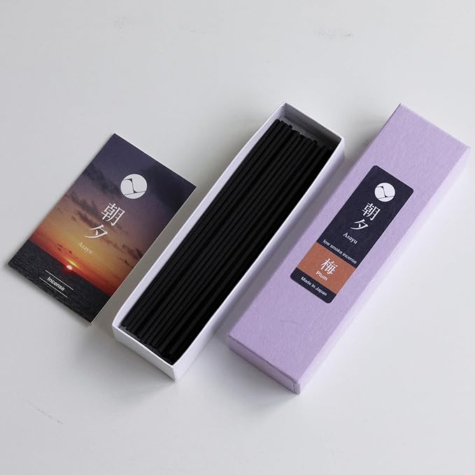 Asayu Japanese Low Smoke Incense Sticks Plum Blossom Scent 20g (0.71 oz), Made in Japan Quality Incense for Morning Yoga, Meditation, Relaxation