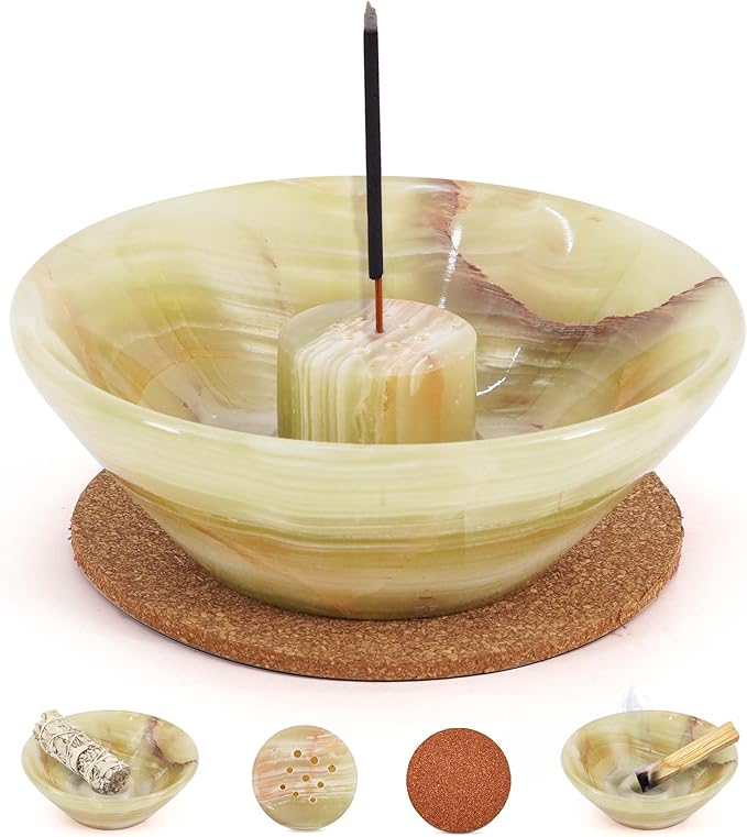 Radicaln Marble Incense Holder 5.5" Inches Green Handmade Palo Santo Stick for Home Décor, Modern Incense Holder for Sticks, Citronella incenses Stick for Room & Office Aromatherapy