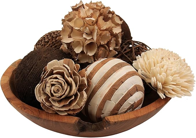 ANDALUCA Decorative Balls Bowl Filler Beige Orbs Floral Home Decor (Cocoa Floral)