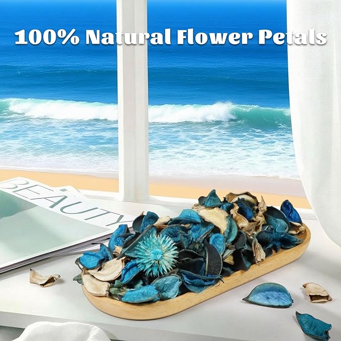 STRN Natural Dried Flower Ocean Sachets (2-Pack), Potpourri Vase Filler Long-Lasting Fragrance Potpourri Bags for Closet, Drawer, Car & Home, Reusable Scented Sachet Gift Set