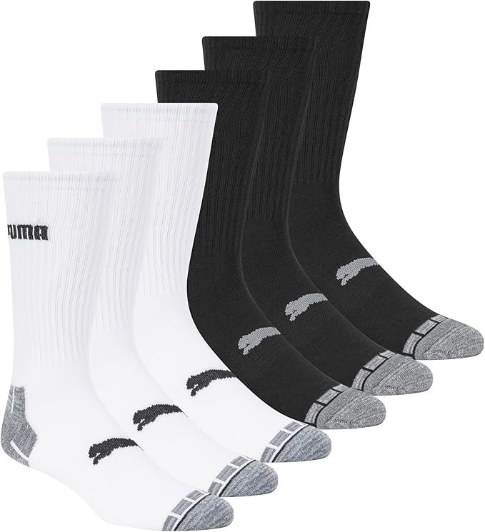 PUMA mens 6 Pack Crew Socks