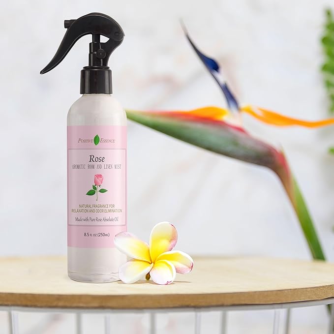 Rose Linen and Room Spray – Natural Pillow Mist with Pure Essential Oil, Calming Floral Home Fragrance, Rose Water Spray, Bathroom Freshener, Fabric and Air Spray – 8.5 fl oz