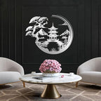 Japanese Metal Wall Art, Bonsai Tree & Torii Gate Metal Wall Decor, Bonsai Tree Wall Decor, Asian Wall Art, House Decorations Living Room, Gift for Japan Culture Lover (White, 35"x29"/90x75cm)