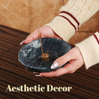 Koville Natural Marble Incense Holder, Incense Holder for Sticks with 9 Holes, Handmade Incense Burner Ash Catcher for Meditation Yoga SPA, Balsam Fir/Palo Santo/Sage/Cone (Green)