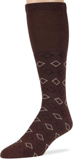 7BigStars Kingdom Men's Diabetic Seamless Cotton Mid Calf Socks - 5 Pack Large - Stripe Pattern - Sock Size 10-13 Shoe Size 9-12 L Dark Brown, Brown, Beige, Light Beige