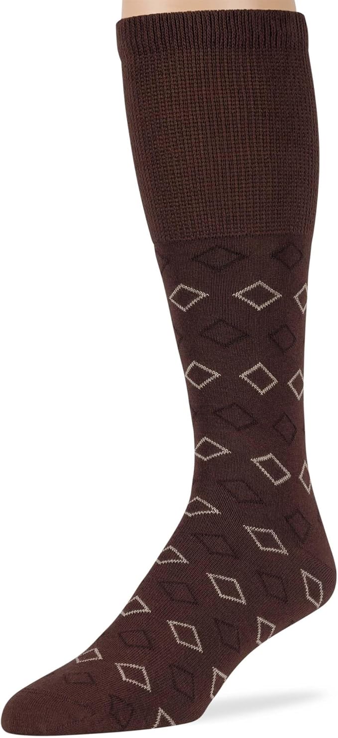 7BigStars Kingdom Men's Non-Binding Cotton Mid Calf Socks - 5 Pack Big Tall - Stripe Pattern - Sock Size 13-15 Shoe Size 12-15 XL Dark Brown, Brown, Beige, Light Beige