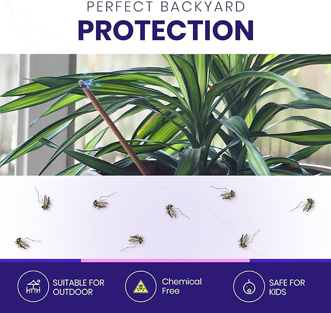 48-Pack All-Natural Incense Sticks, 36-Hour Outdoor Protection, Flora Geraniol, Chemical-Free & USA Crafted