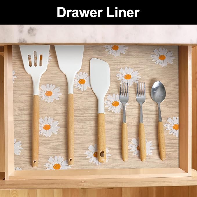 Cooyes Shelf Liner – Premium Non-Adhesive Cabinet & Drawer Liner for Kitchen – Waterproof Shelf Paper with Modern Pattern – Durable EVA Cabinet Mat – Easy to Cut