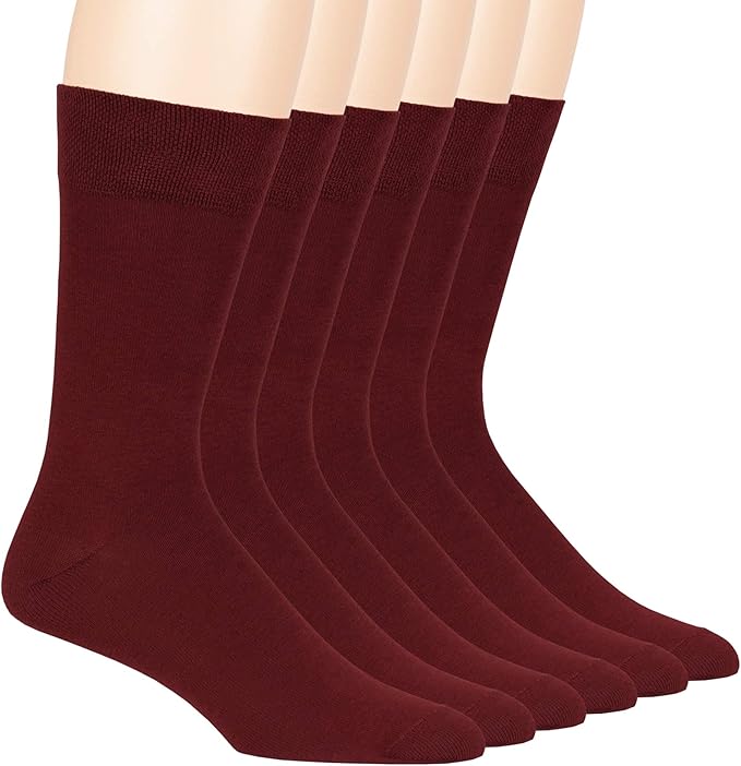 7BigStars Mens Dress Socks – 6 Pairs Crew, Soft Stay Up, Cotton Comfort for Business, Office, Big and Tall, Breathable