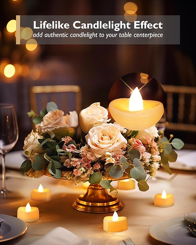 LED Candles, 12 Pack Tea Lights with Timer, Flameless Tea Lights Candle Battery Operated Fake Votives for Halloween Diwali Christmas, 6 H On and 18 H Off, D 1.5” x H 1.25”