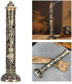 Incense Burner, Stick Incense Holder Brass Incense Holder, Bronze Dragon Phoenix Carving Incense Stick Vertical,Metal Holder Stand for Tea Room Decoration