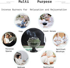 Ceramic Incense Holder with Lid,Lotus Incense Cone Holder for Coil Incense and Powder Incense,Mediation Gift,Home Decor (Deep Green)