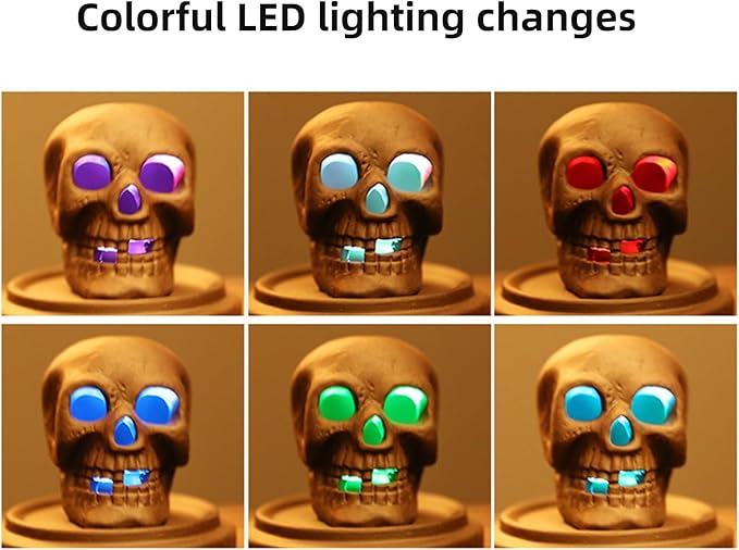 Skull Backflow Incense Burner Ceramic Holder with 45 Cones - Waterfall Smoke Aromatherapy Decor for Home, Yoga, Meditation - Unique Gift for Halloween, Gothic Decor (6.5" H)