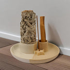 4 in 1 Incense Holder, Ceramic Incense Stick and Palo Santo Holder,Sage Holder for Burning- 5.5" Ceramic Ash Catcher Tray for Meditation and Yoga Room (Star Sand)