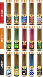 The Aroma Factory Organic Incense Sticks Aromatic Fragrances | Rose, Mogra, Kewda & Lavender | No Charcoal, Scented Incense | Herbal Pooja Agarbatti | 4x100g Jute Bag Giftset