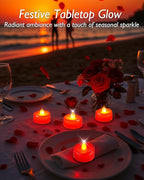 5plots Flameless Candles, 24Pcs Tea Lights Candles Battery Operated, Flameless Tealight Candles, Electric Tea Lights Votive Candles - Red - 1.5" x 1.25"- No Flicker