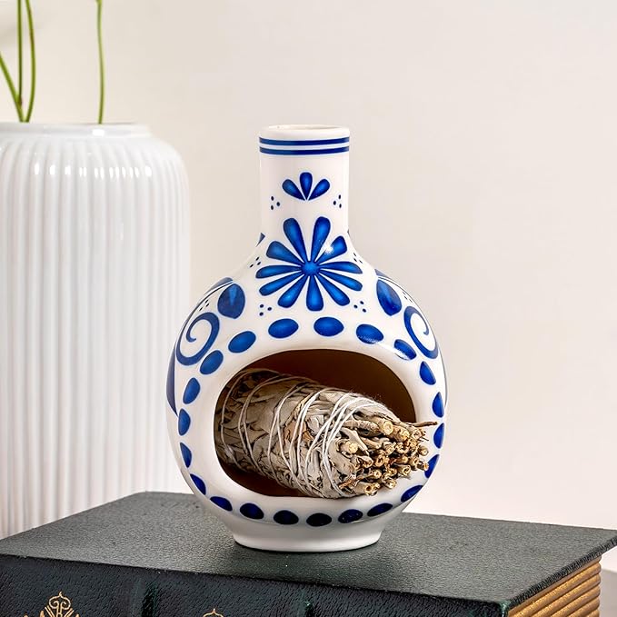 Handmade Ceramic Palo Santo Holder Burner - Mini Chimenea Incense Dish for Palo Santo and Sticks - Sage Holder for Meditation Decor