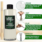Urban Naturals Reed Diffuser Oil Refill Balsam Forest with Balsam Fir, Pine Needles, Evergreen, Cedar, Sandalwood 8 oz + Free Reed Sticks, Made in The USA