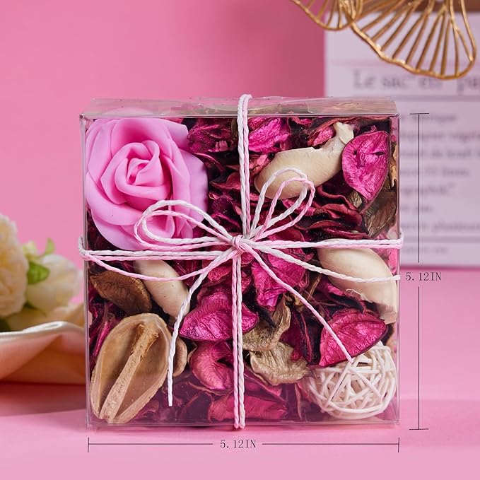 Potpourri Bowl Fillers - Rose Scented Vase Fillers Fragrance | Pink Home Decor | Fragrance for Bathroom Living Room Bedroom | Air Freshener, Gifts (Pink Rose)