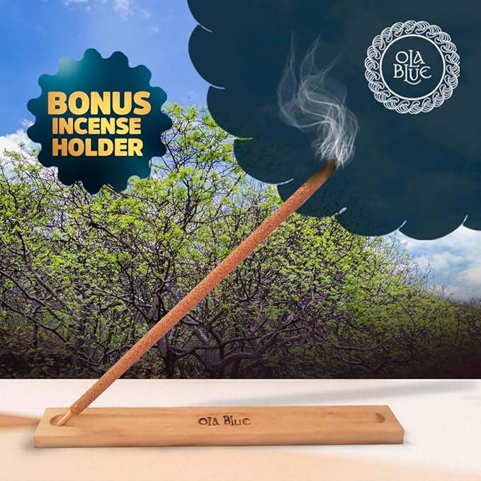 Palo Santo Incense Sticks (12 Pack) and Holder from Peru Premium Authentic - Handmade & Hand Rolled - Cleansing Bad Energy (Incense Sticks)