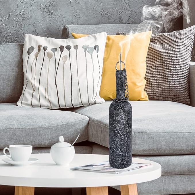 Sermo Glass Smoking Bottle Incense Holder Burner (Dragon - Silver) 3D Embossed Pattern