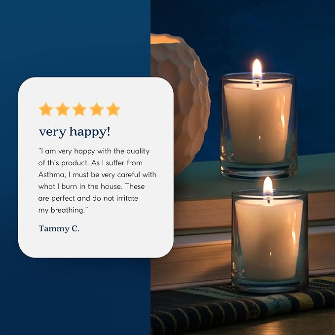 GoodLight Paraffin-Free Votive Candles, Vegan Palm Wax, Clean-Burning and All-Natural Votive White Candles | 15-Hour Burn Time (4 Unscented Votive Candles)