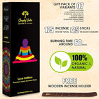 Luxe Incense Sticks Set – 175 Hand-Rolled Natural Incense with Holder | 7 Fragrances: Lavender, Sandalwood, Jasmine, Rose, Vanilla, Patchouli, Indian Temple | Aromatherapy, Meditation, Yoga, Gift