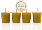 4 Pack of Beeswax Votive Candles - 100% Pure, Natural Beeswax with Natural Light Honey Scent - 15 Hour Burn - Alternative Imagination