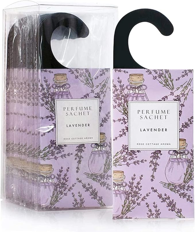 Large 12 Packs Lavender Hanging Closet Deodorizer Air Freshener Long Lasting Scented Sachets Smell Goods for House