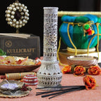 Carry Me Marble Soapstone Incense Stick Holder | Candle Burner | Tea Light Stand - Perfect Handmade Bottle Tower. Decorative Floral Carving for Gifting - Home and Office Decor - (2.5x2.5x10 Inches)