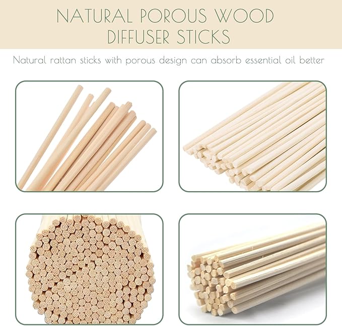 HOSSIAN 9 Inch Reed Diffuser Sticks, 20pcs Natural Rattan Sticks Oil Diffuser Sticks Diffuser Sticks Refill