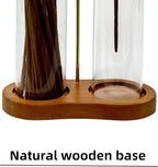 Glass Incense Holder,2 in 1 Incense Sticks Burner Holder with Storage,Hang Upside Down Incense Holder for Sticks with Glass Ash Catcher for Meditation Yoga Spa Room Decor (Brown)