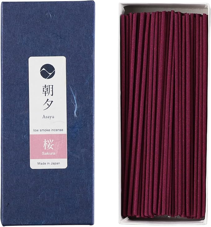 Asayu Japan Incense Sticks with Low Smoke for Morning or Evening Meditation, Relax or Yoga, Made in Japan 40gr - Sakura Cherry Blossom