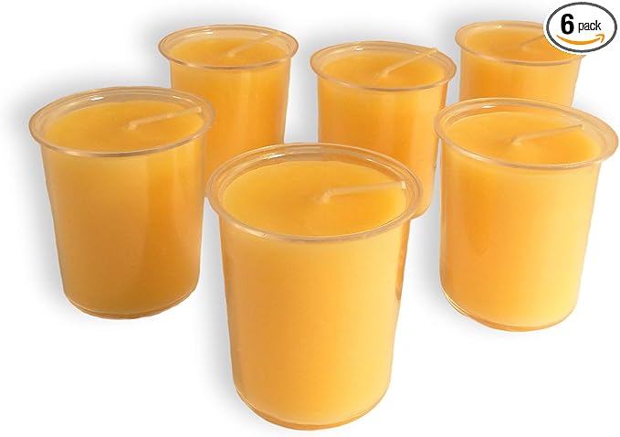 100% Beeswax 15-Hour Votives Candles Organic Hand Made - 2" Tall, 1 1/2 Thick (Pack of 6)