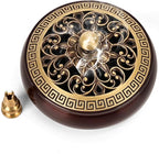 Copper Incense Burner with Stick Holder, Incense Stick Holder Cone Coil Holder with Fireproof Cotton for Madiation Yoga Spa Home Office Decor (Brown)