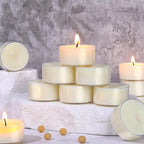 100 Pcs Soy Wax Tealight Candles (6 Hour Burn Time) White Unscented Votive Candles, Smokeless & Extended Burn Time Clear Cup Tea Lights for Weddings, Home, Emergencies