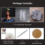 ChangWanna Frog Incense Burner Holder - Ceramic Lotus Incense Holder Ash Catcher, Glass Incense Holder for Sticks, Insence-stick Holder Ornament for Aromatherapy/Yoga/Meditation/Home Room Office Decor