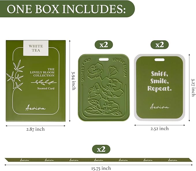 Car Air Freshener, 2 Pack White Tea Scented Sachets for Closet and Drawer, Long-Lasting Home Fragrance Sachets, Car Mirror Hanging Air Freshener & Accessories