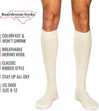 Merino Wool Dress Socks for Men – Over-the-Calf, Ribbed Wool Dress Socks for Size 8-12 – Breathable, Reinforced Heel and Toe