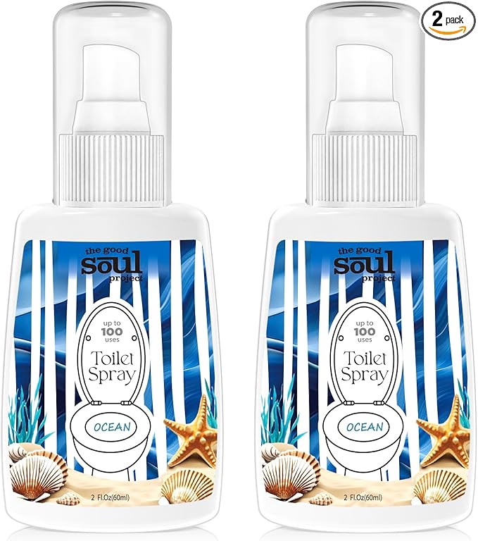 Toilet Spray, Ocean Scent, Eliminates Bathroom & Toilet Odors, Travel Size Air Freshener Spray, 2 Fl.Oz(2 Pack)