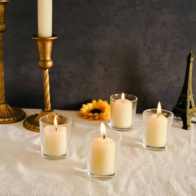 Beeswax Votive Candles, 16-Pack Natural Bees Wax Candles Bulk, 9 Hours Long Burning, Unscented & Smokeless Pure Beeswax Candle 1.37 x1.85 Inches for Wedding, Birthday, Prayers, Relax