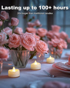 5plots Flameless Candles, 150Pcs Tea Lights Candles Battery Operated, Flameless Tealight Candles, Electric Tea Lights Votive Candles - White - 1.5" x 1.25"- No Flicker